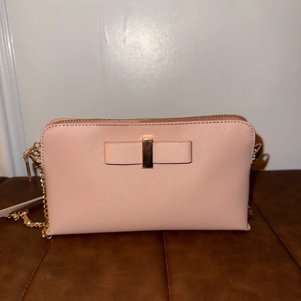 Miztique Blush Crossbody Bag with Gold Accents